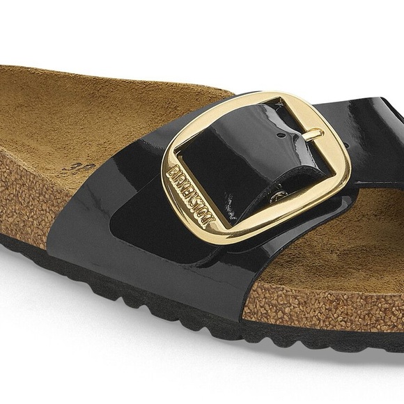BIRKENSTOCK MADRID BIG BUCKLE PATENT SANDALS IN BLACK 36 5 - Picture 5 of 12